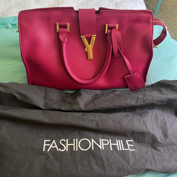 Saint Laurent Fuchsia Leather Satchel - Picture 12 of 12